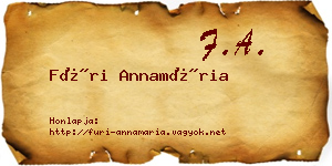 Füri Annamária névjegykártya